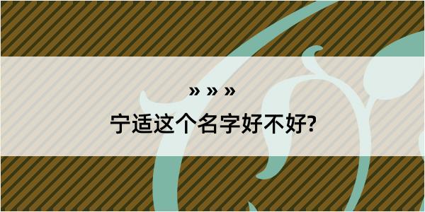 宁适这个名字好不好?