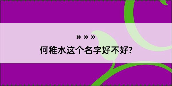 何稚水这个名字好不好?