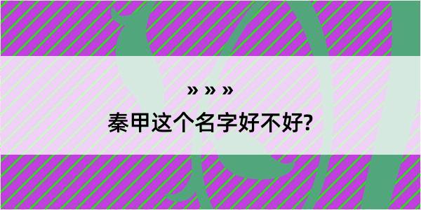 秦甲这个名字好不好?