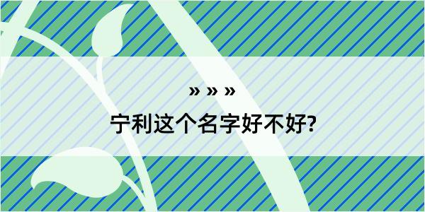 宁利这个名字好不好?