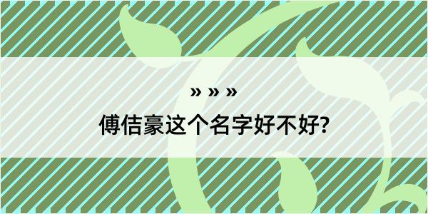 傅佶豪这个名字好不好?