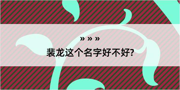 裴龙这个名字好不好?