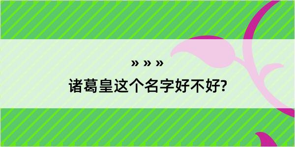 诸葛皇这个名字好不好?