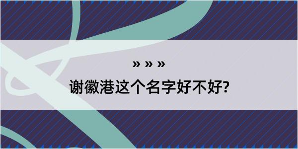 谢徽港这个名字好不好?