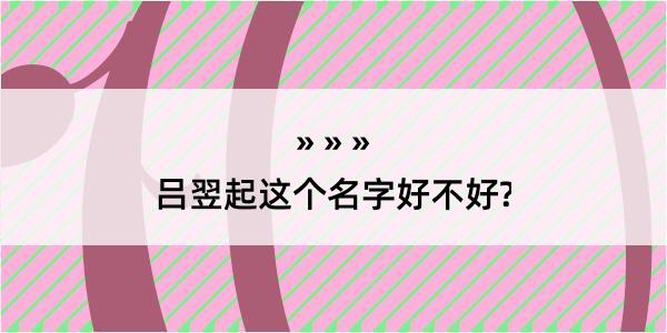 吕翌起这个名字好不好?