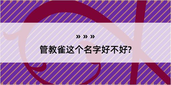 管教雀这个名字好不好?