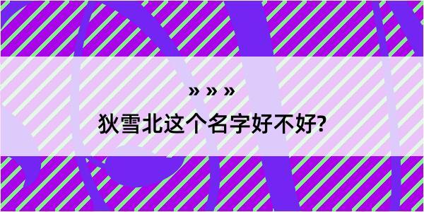 狄雪北这个名字好不好?