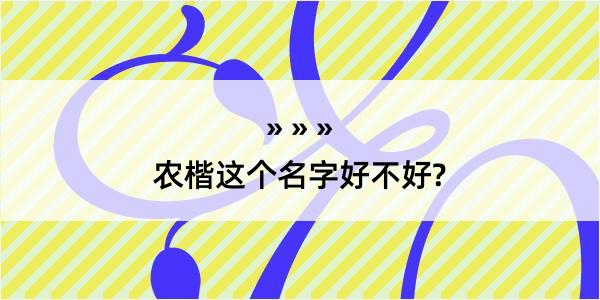 农楷这个名字好不好?