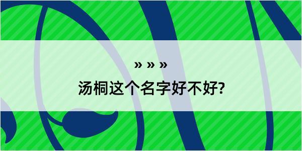 汤桐这个名字好不好?