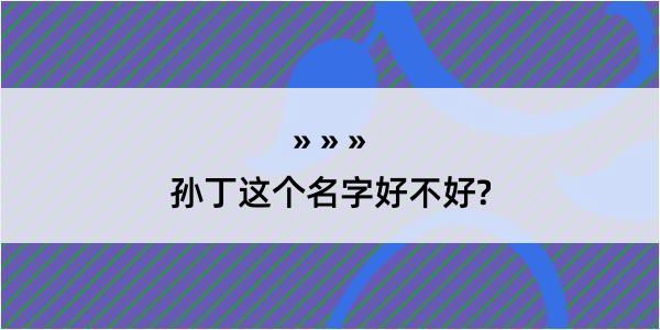 孙丁这个名字好不好?