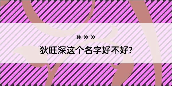 狄旺深这个名字好不好?