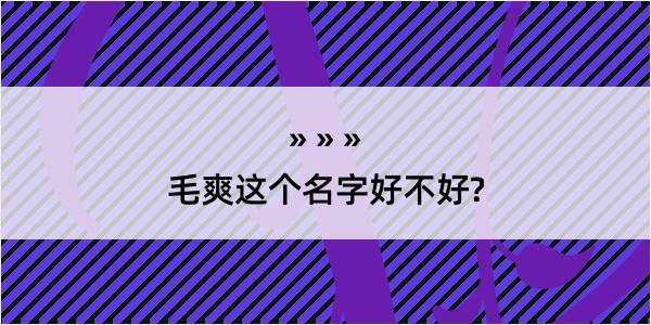 毛爽这个名字好不好?