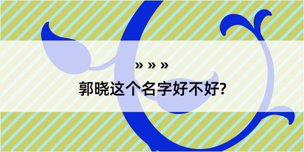 郭晓这个名字好不好?