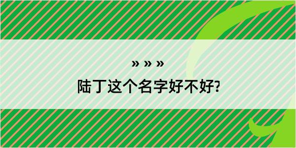 陆丁这个名字好不好?