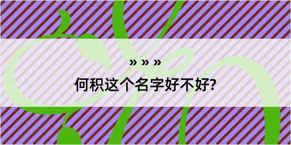 何积这个名字好不好?