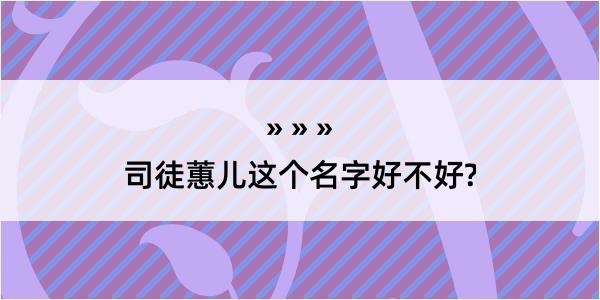 司徒蕙儿这个名字好不好?