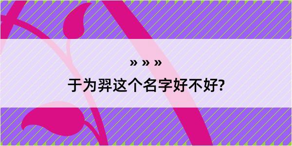 于为羿这个名字好不好?