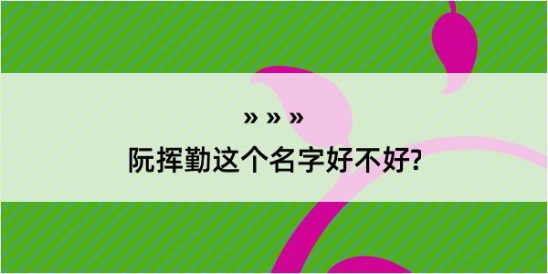 阮挥勤这个名字好不好?