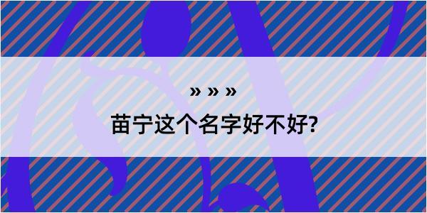 苗宁这个名字好不好?