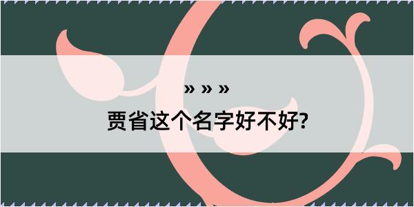 贾省这个名字好不好?