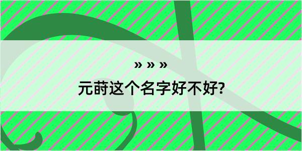 元莳这个名字好不好?