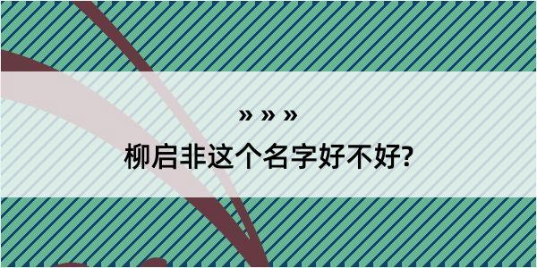 柳启非这个名字好不好?