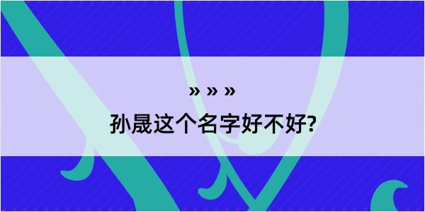 孙晟这个名字好不好?