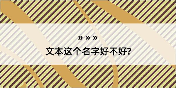 文本这个名字好不好?