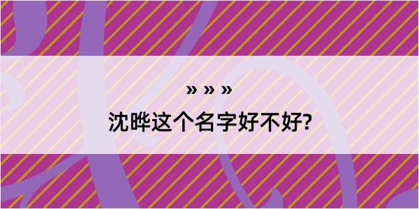 沈晔这个名字好不好?