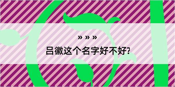 吕徽这个名字好不好?