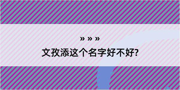 文孜添这个名字好不好?