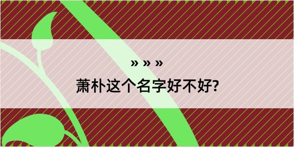 萧朴这个名字好不好?