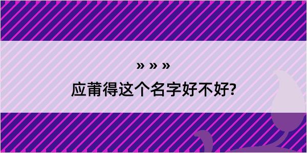 应莆得这个名字好不好?