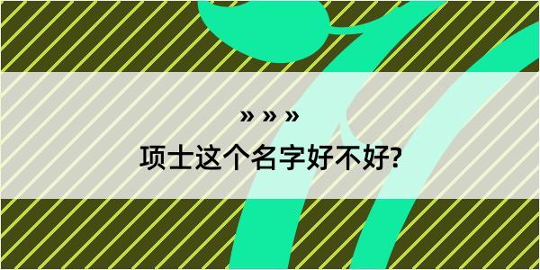 项士这个名字好不好?