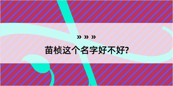 苗桢这个名字好不好?