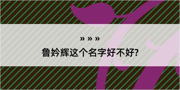 鲁妗辉这个名字好不好?