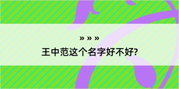 王中范这个名字好不好?