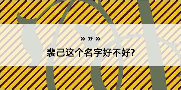 裴己这个名字好不好?