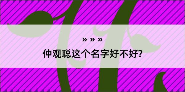 仲观聪这个名字好不好?