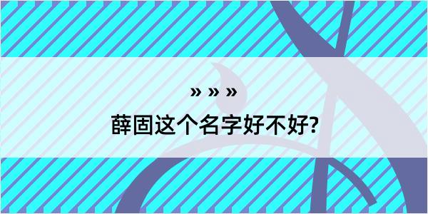 薛固这个名字好不好?