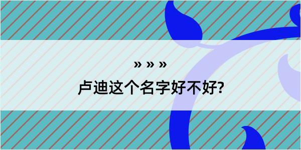 卢迪这个名字好不好?