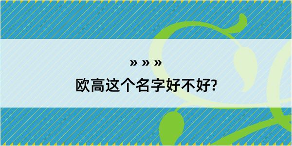 欧高这个名字好不好?