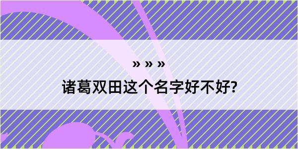 诸葛双田这个名字好不好?