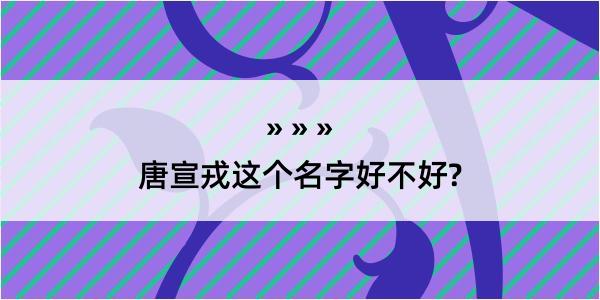 唐宣戎这个名字好不好?