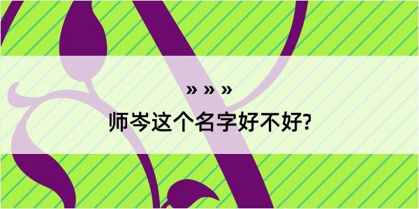 师岑这个名字好不好?