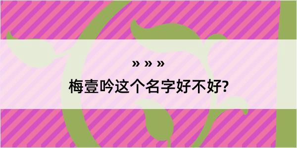 梅壹吟这个名字好不好?