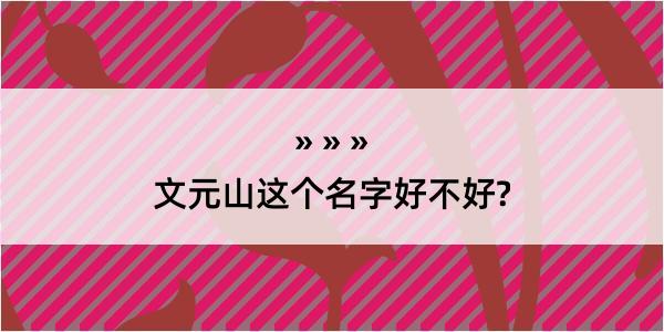 文元山这个名字好不好?