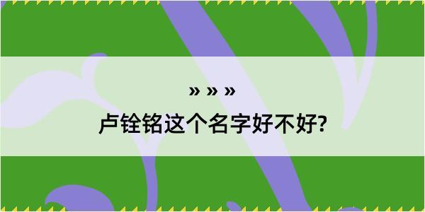 卢铨铭这个名字好不好?