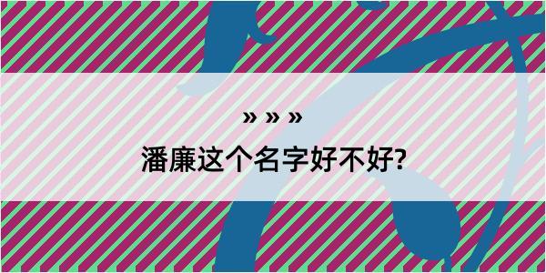 潘廉这个名字好不好?