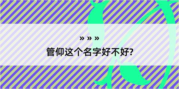 管仰这个名字好不好?